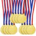 Juvale 12 Pack Gold Winning Metal Awards Medal for Contests, 1.5" Diameter with Neck Ribbon for Sports Game Participation, Tournaments, and Competitions for Kids and Adults
