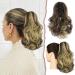 Sofeiyan ponytail extension 28cm Klaue clip in ponytail hair extensions briefly curly wavy ponytail extensions synthetic hair part for women blonde & middle brown