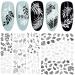 12 Sheets Black White Spring Flowers Nail Art Stickers Decals Self-Adhesive Pegatinas para U as Floral Leaves Vine Geometric Design Manicure Tips Nail Decoration for Women Girls