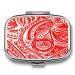 Pill Box White and Red Tribal Pattern Print 2 Compartment Medicine Pill Case Pill Organizer Decorative Metal Portable Pill Box for Pocket Or Purse