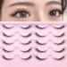 Natural Lashes Manga False Eyelashes Wispy Cat Eye Lashes Short 3/4 Lashes Clear Band Anime Half Fake Lashes Pack 10 Pairs 3/4 Manga