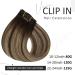 Vivien Extensions - Real Hair Clip-In Balayage Extensions #4/27 60cm 7PCs 140g Dark Brown with Caramel Blonde - Premium Remy Quality - Buy Online on GoSupps.com