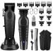 KEMEI Hair Clippers for Men Professional Clippers and Trimmers Set Cordless Zero Gap Trimmer for Men with LED Display 11 Guide Combs 2299+2296black
