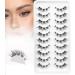 Veleasha Lashes Fluffy Wispy Faux Mink Eyelashes Criss-cross False Lashes 10 Pairs Pack Fake Eyelashes for Women (Fox Eye)