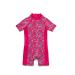 BONVERANO Baby Girls Sunsuit/Swimsuit UPF 50+ Sun Protection One Pieces Short Sleeves with Sun Hat. Mei Red Flowers 2-3 Years