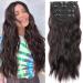 Clip-In Hair Extensions Natural Black Like Real Hair 4 Kit 11 Clips for Women Complete Hair Extensions Long Curls Synthetic Hair Extension Braid 50 cm 2# VD115BK