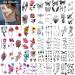 64 Sheets of Flower and Butterfly Temporary Tattoos for Women and Girls - Adhesive Fake Tattoo Stickers for Arm  Hand  Face  and Finger Decoration