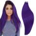 RUNATURE Tape Human Hair Extensions Violet Colorful 50cm Remy Human Hair Tape in Hair Extension Purple 25g 10pcs Invisible Tape in Extensions Extensions Lilac Straight Hair Color #Purple 50cm TP#Purple