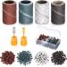 202 Pieces Nails Sanding Bands Manicure Drill Set, Drill Sanding Band, Include 200 Pieces 4 Color 80 120 150 240 Grit Nail Design Sanding Bands with 2 Pieces 3/32 Inch Nail Drill Bits for Nails