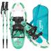 Gpeng Snowshoes for Men Women Youth Kids, Lightweight Aluminum Alloy All Terrain Snow Shoes with Adjustable Ratchet Bindings with Carrying Tote Bag ,14"/21"/ 25"/27"/ 30" 27"(160-235 lbs) Green (snowshoes with poles)