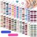 Kalolary 24 sheet nail film nail ticker with 2 pieces nail file glitter diamond nail art sticker self -adhesive nail foil nail art sticker diy nail art for women girls nail art designs