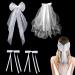 Bachelorette Bow Veil for Bride 2Pcs White Tulle Veil Barrette and 2Pcs Bow Hair Clips Pearl Wedding Veil Bridal Bow Veil Bachelorette Party Supplies Wedding Party Decorations for Women
