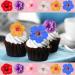 24 x Precut Hawaiian Multicolour Flower Edible Wafer Paper 2D Floral Cupcake Topper Decoration For Cakes