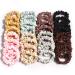 Satin Scrunchies Ties for Women Girls Hair Small Elastic Band Furling Pompoms 32 Pcs Hair Bobbles Scrunchie Thick Thin Hair Ponytail Holders Accessories Charm Mixed Color