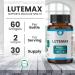 Lutemax 20mg 30 Days Supply Eye Supplement - Supports Macular Health Vision Clarity Heart Health Protects Eyes from Blue Light & Photons Antioxidant Protection GMP Certified 60 Softgel. 1 Count (Pack of 60) - Buy Online on GoSupps.com