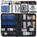 PANDAFLY 60 Pack Drawing Set Sketch Kit Sketching Supplies with 2 x 50 Page 3-Color Sketchbook Graphite Charcoal Pastel Pencils Pro Art Drawing Kit for Adults Teens Beginners Kid
