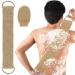 COMNICO 2pcs Exfoliating Body Scrubber Natural Hemp Back Scrubber Exfoliator Loofah Shower Bath Wash Deep Cleaning Glove and Strap Dead Skin Removal for Men Women