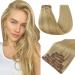 Runature real hair clip in extensions highlights blond 50cm clip in hair extension real hair invisible 7 pieces 120g clip real hair extensions gold blonde light blonde color #16p24 50cm-7pcs #16P24