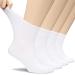 Hugh Ugoli Men Bamboo Loose Diabetic Ankle Socks Soft Seamless Toe & Non Binding Socks Wide Thin & Stretchy 4 Pairs 11-13 01- White (4 Pairs)