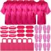 SOMSOC 30 Pieces Spa Party Costume Set for Girls Satin Kimono Robe Spa Headband Patch Non-woven Bag Foam Pedicure Slippers 12 Hot Pink