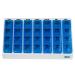 GMS 4 Times Per Day Weekly Slant Tray Pill Organizer - Includes 7 Removable Pill Boxes for Organizing and Reminding Medications While Traveling Working and Other Daily Activities (Blue)