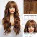 Haircube Dark Auburn Long Wavy Wig with Bangs for Women - Heat Resistant Synthetic Curly Hairpiece for Daily and Party Wear - Buy Online on GoSupps.com