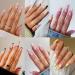 6 Packs (144 Pcs) Press on Nails Medium Design, Misssix Short Fake Nails Almond Glue on Nails Set with Adhesive Tabs Nail File for Women Medium Flowers Press on Nails