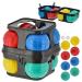 Boule set 10 pcs | Plastic water colored | 8 balls 7cm 2 balls 3cm | Storage holder