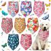 8 Pieces Summer Dog Bandanas Flower Print Reversible Triangle Bibs Floral Puppy Scarf Kerchief Accessories for Dogs Cats Pets (Cute Flower Patterns,XL) Cute Flower Patterns XL