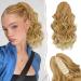 Sofeiyan Ponytail Extension Claw Clip in Ponytail Hair Extensions 13 Inch Curly Pony Tail Extension Natural Wave Synthetic Clip in Hairpiece for Women Dark Blonde to Bleach Blonde