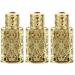 Refillable Perfume Bottle 3Pcs Gold Arabian Perfume Oilvintage Essential Oil Bottles Empty 3ml Travel Perfume Bottle Fancy Retro Style For Essential Oils Hollow Design 0.1 Ounces Goldenx3pcs
