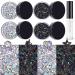 Silver and Black Holographic Chunky Glitter Cosmetic Body Hair Face Eye Nail for Festival Carnival Concert Beauty Rave Accessories Different Sizes&Shapes 4 Pots 32g/1.12oz+ Quick Dry Primer Glue Gel