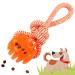 rootsnoot throwing ball with rope | extra gentle on teeth | tug toy (neon orange) throwing ball with rope - neon orange