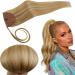 Runature ponytail extensions real hair blond highlight 45 cm remy real hair extensions braid gold blonde with light blonde human hair 80g ponytail extensions real hair blond #16p24 45 cm 1-braid #16P24