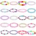 Hicarer 20 Pieces Girl Beaded Bracelets Cute Rainbow Bead Bracelets Colorful Bracelets Princess Bracelets Stretchy Bead Bracelets for Prince Birthday Present (Elegant Style)