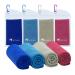 Hystrada 4 Pack Cooling Towels 40" x 12"-Cooling Scarf, Cold snap Cooling Towel for Instant Cooling Relief for All Physical Activities: Golf, Fitness, Camping, Hiking, Yoga, Pilates Rose Red, Blue, Grey, Dark Blue