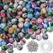 Quefe 500pcs Craft Beads for Jewelry Making, for Bracelets Making,Space Acrylic Beads in Ink Patterns with 50pcs Spacer Beads and Crystal String (8mm)