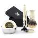 Luxury 5 Pc Shaving Kit for Men 3 Edge Razor Silver Tip Badger Hair Brush Stand Soap and Bowl