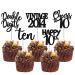 30 Pack 10th Birthday Cupcake Toppers Glitter Happy 10th Ten Awesome Since 2014 Cupcake Picks 10 Fabulous Cake Decorations for Vintage 2014 10th Birthday Wedding Anniversary Party Supplies Black 10th Black