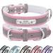 Senristar personalized reflective leather dog collar with warm feed individual dog collar with name tape engraved for small medium and large dogs and cats XL (width 3.0 cm neck circumference 45-55 cm) pink)