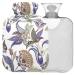 Naanle hot water bottle with cover paisley flower flowers Transparent hot water bottle heat bottle for back pain relief handfoot warmer neck warmth and cold therapy 2l