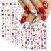 JMEOWIO 10 Sheets Valentines Day Heart Nail Art Stickers Decals Self-Adhesive Rose Love Nail Supplies Nail Art Design Decoration Accessories