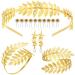 15 Pieces Greek Goddess Costume Bracelet, Golden Leaves Bridal Crown Headband, Pearl Earrings and Hair Pins (Classic Style)