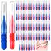 ACBOOR interdler brushes 100 pieces interdental brushes dental brushes space toothbrush reusable for cleaning between teeth tooth cleaning tool red blue