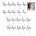 XLKJ 20 pieces wedding hair needles pearl butterfly bride hair jewelry rhinestone for bridal hairstyle u-shaped hair needles hair accessories hair clip for women