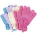 Exfoliating Gloves for Shower and Bath  Scrub Wash Mitt with Hanging Loop for Women  Men  Beauty  Spa  Massage  Bathing Accessories (4 Pairs  Pink  Purple  Blue  Beige)