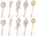 10 Pieces Crystal Hair Pin Vintage Rhinestone Bobby Pin Tone Hair Pins Star Hair Barrette Flower Leaf Feather Sunflower Hair Clips Metal Hair Accessories for Women Girls Hair Decoration (Gold)