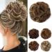 JJstar Messy Hair Bun Curly Wavy Hair Scrunchies Accessories Pieces for Women Girls Synthetic Hair Chignons (Brunette/Ash Blonde) Brunette/ Ash Blonde