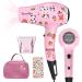 Terviiix Mini Portable Travel Hair Dryer Small Lightweight Blow Dryer 1000W Compact Kids Hairdryer with DIY Stickers Travel Dryer with Concentrate Nozzle Attachment for Travel Dual Voltage