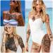 Metuu 3D Waterproof Temporary Tattoos Stickers - Black Flowers Crown Clock Whale Lotus Collection - Women Girls Body Shoulder Face Leg Feet - 49 Sheets Half Arm - Buy Online on GoSupps.com